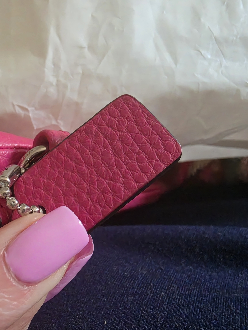 COACH Pink Leather Double Zip Pouch - Picture 8 of 12